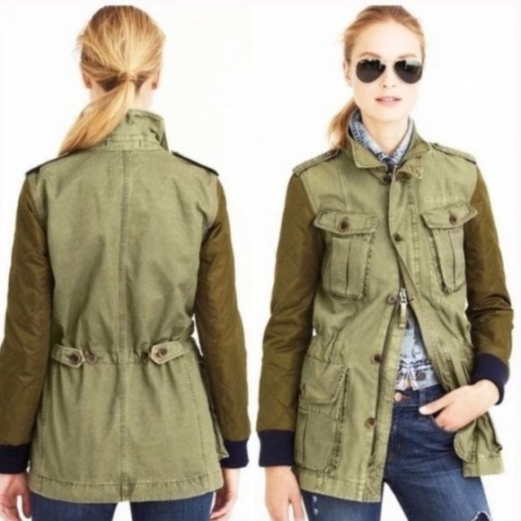 J. Crew Jackets & Blazers - J. Crew Quilted Boyfriend Fatigue Utility Jacket Field Jacket Olive Green sz XXS